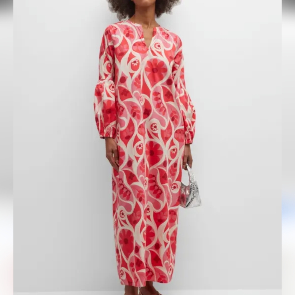 Frances Valentine Red and Pink Floral Maxi Dress